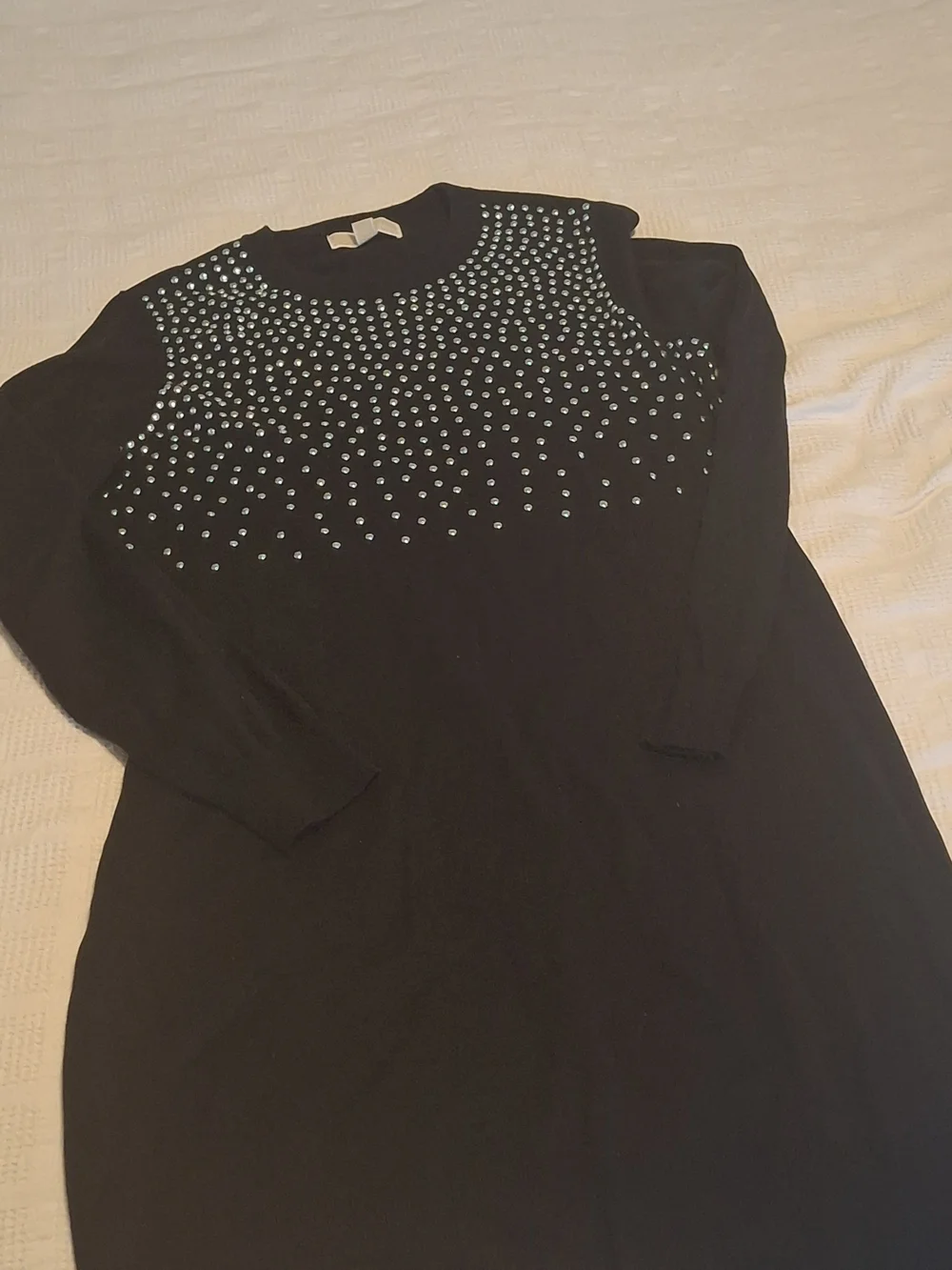 Michael Kors Black Crystal-Studded Sweater Tee